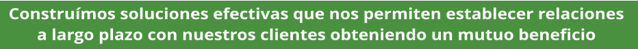 Construmos soluciones efectivas que nos permiten establecer relaciones  a largo plazo con nuestros clientes obteniendo un mutuo beneficio